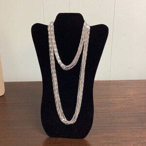Vintage Women's Silver 12Strand W/ Beads Necklace 42" SKU 80
